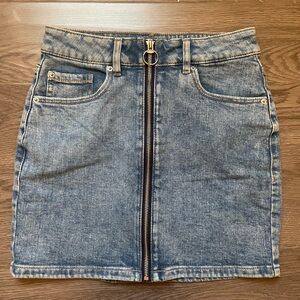 Garage Denim Mini Skirt with Zipper